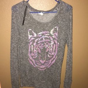 grey and pink tiger sweater